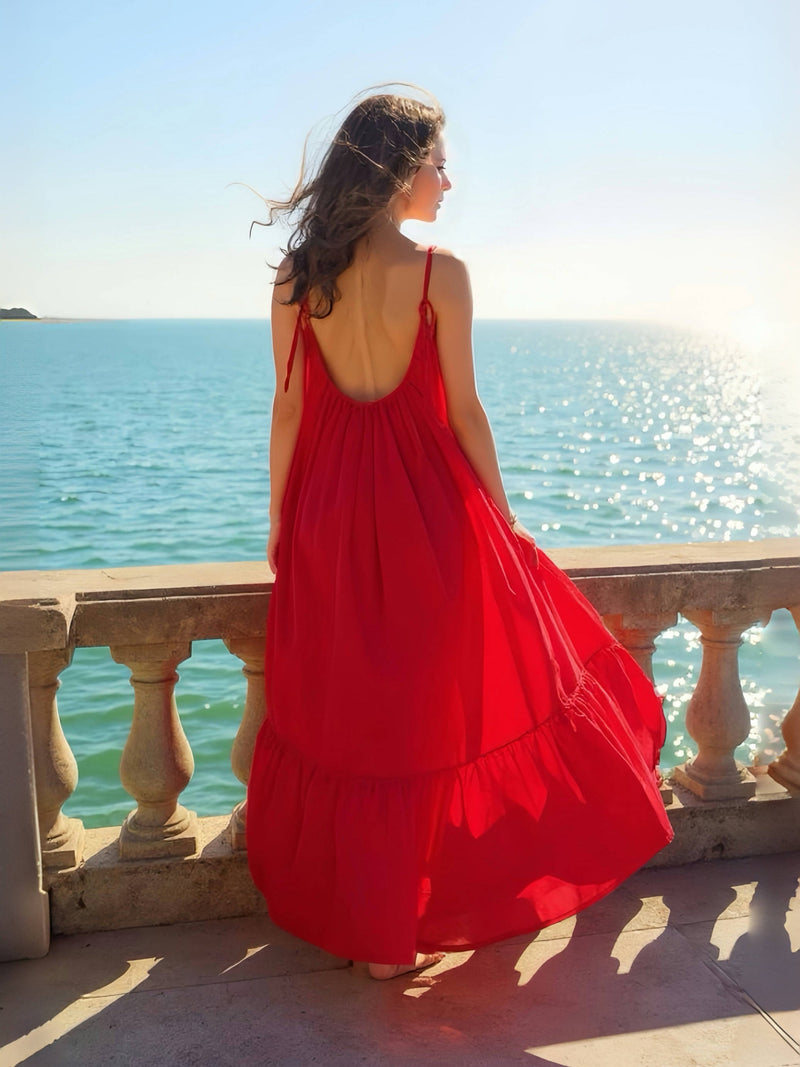 Mali Backless Maxi Dress - Red Lust
