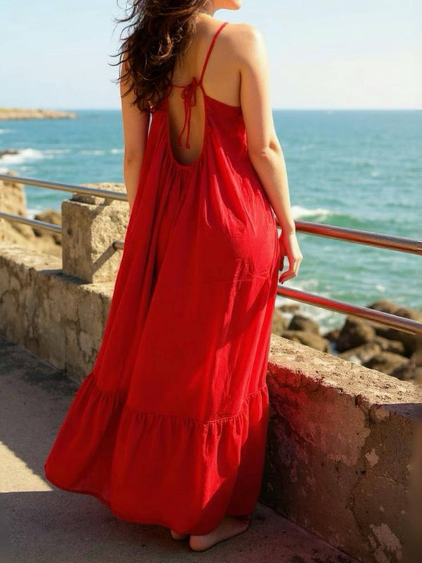 Mali Backless Maxi Dress - Red Lust