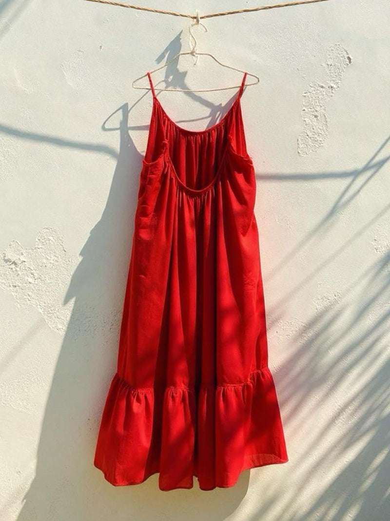 Mali Backless Maxi Dress - Red Lust