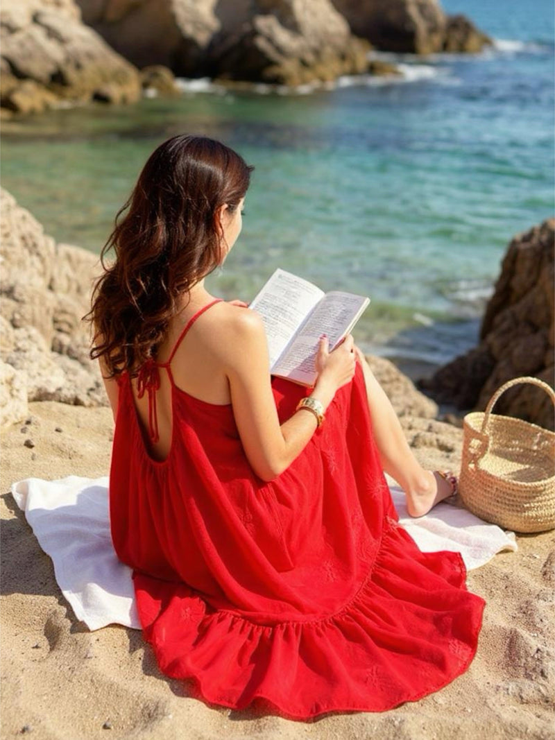 Mali Backless Maxi Dress - Red Lust