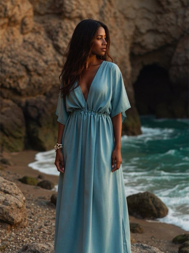 Goddess Kaftan Maxi Dress- Teal