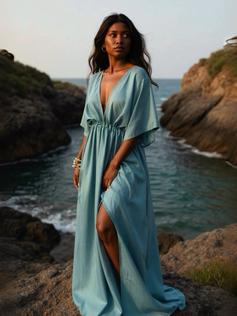Goddess Kaftan Maxi Dress- Teal