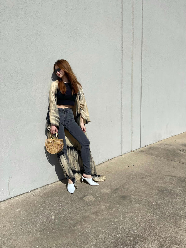 Swan Kimono Robe - Beige